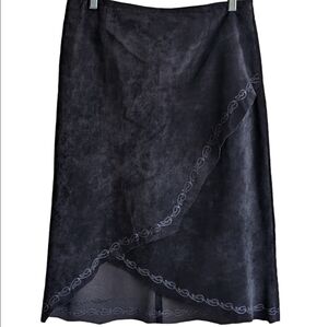 Vintage Danier black suede a-line midi skirt sz 10